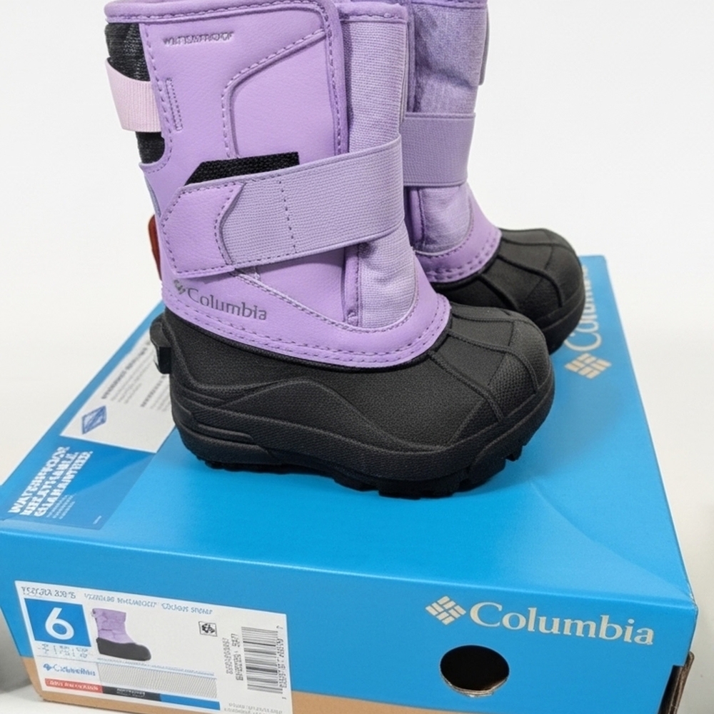 NEW With Tags! Columbia Lilac and Black Kids' Snow Boots. Size 6.